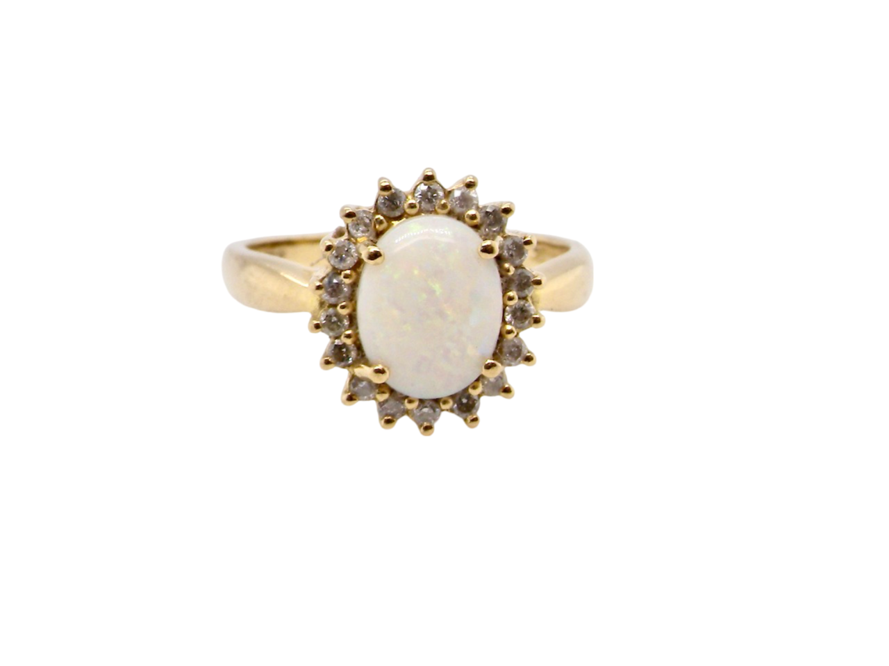 opal and diamond cluster ring