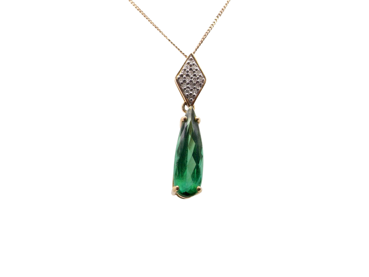 Tourmaline and Diamond Pendant