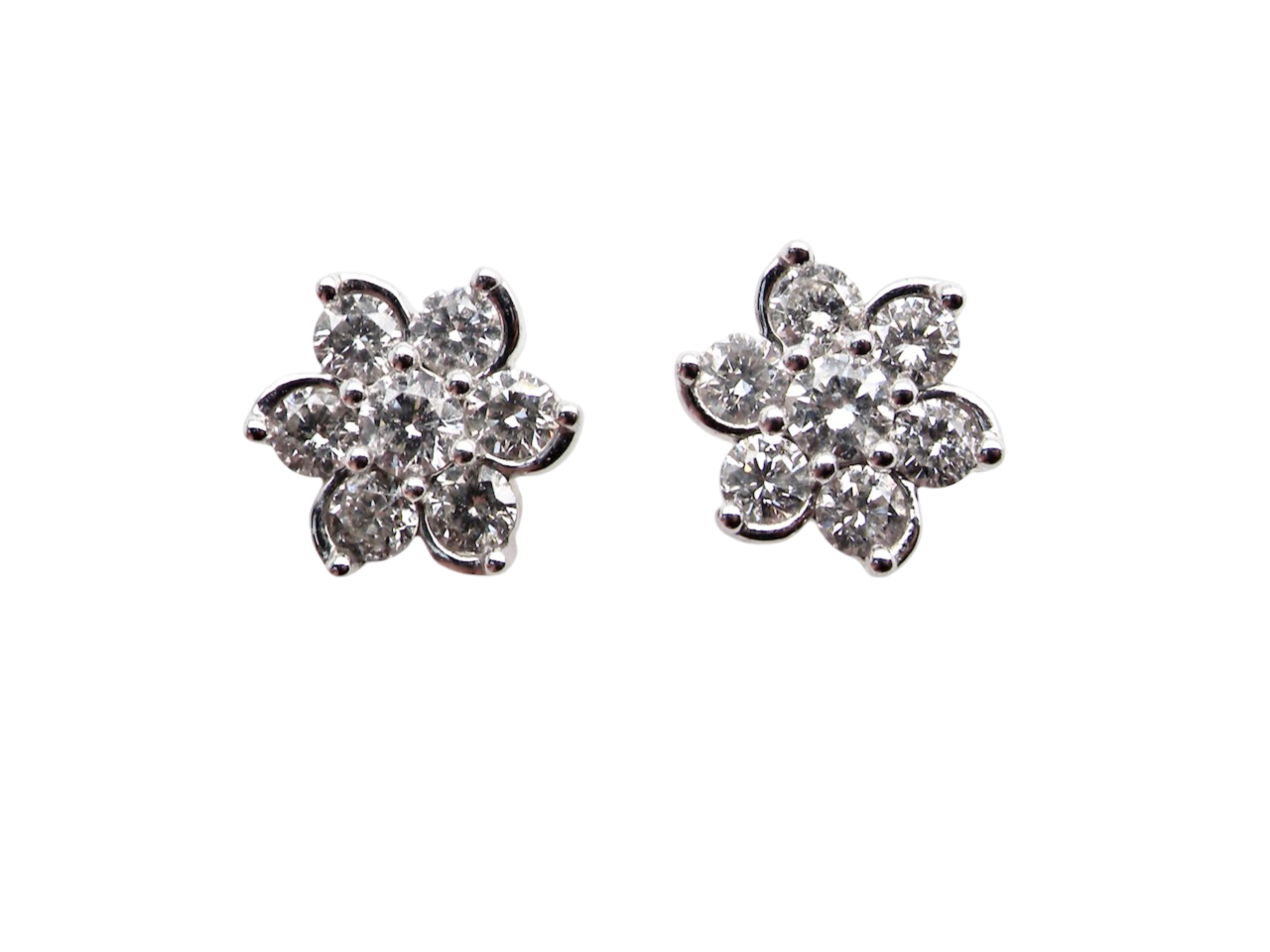 A pair of diamond cluster earrings