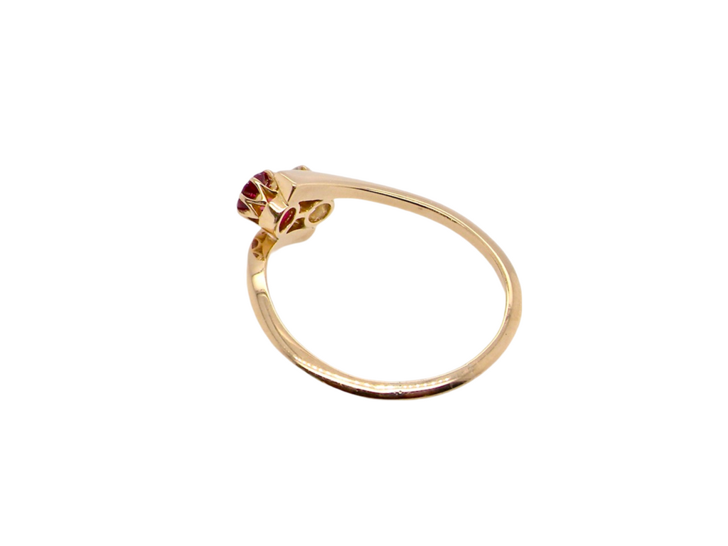 A two stone Ruby and Diamond ring rear view
