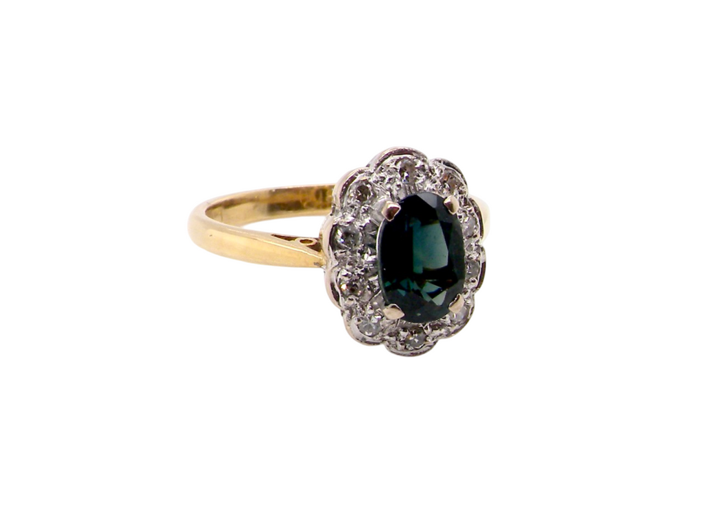 A classic sapphire and diamond  ring