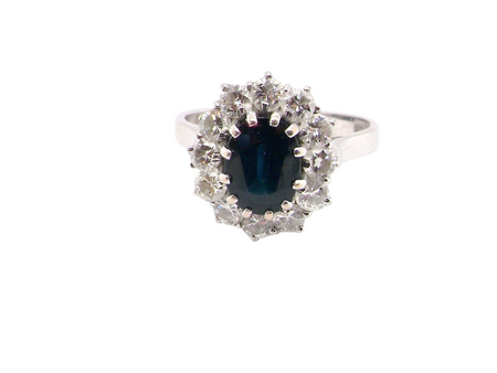 A sapphire and diamond cluster ring