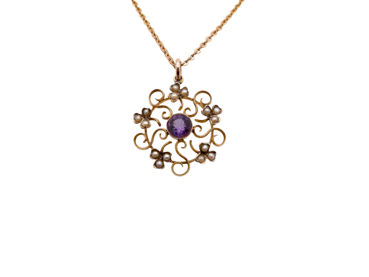 An antique Amethyst and Pearl Pendant