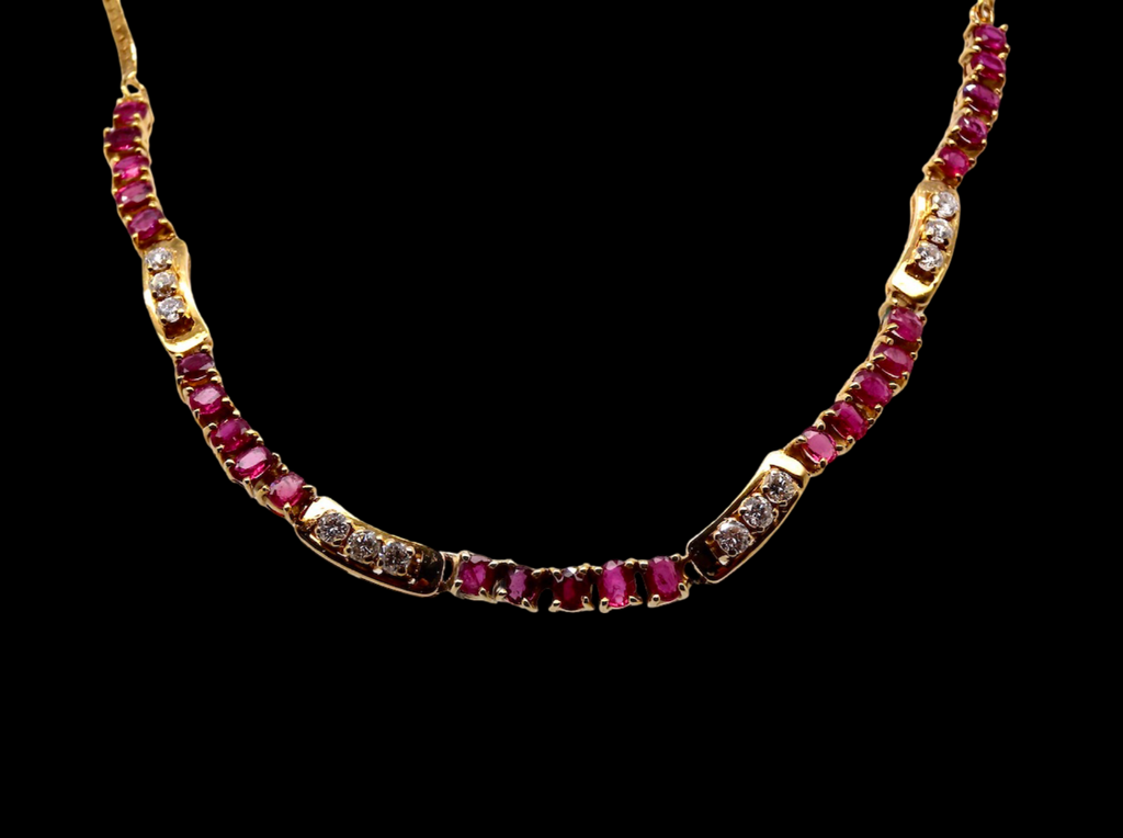 A modern Ruby and Diamond Necklace