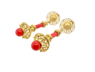 A pair of filagree coral drop earrings