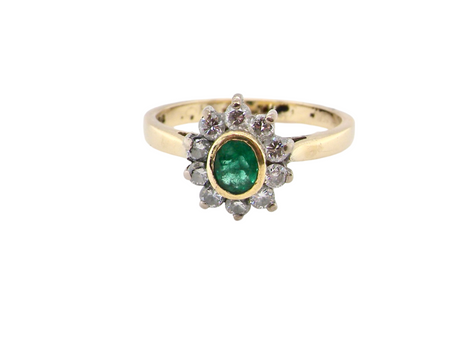 An Emerald and Diamond Cluster Ring