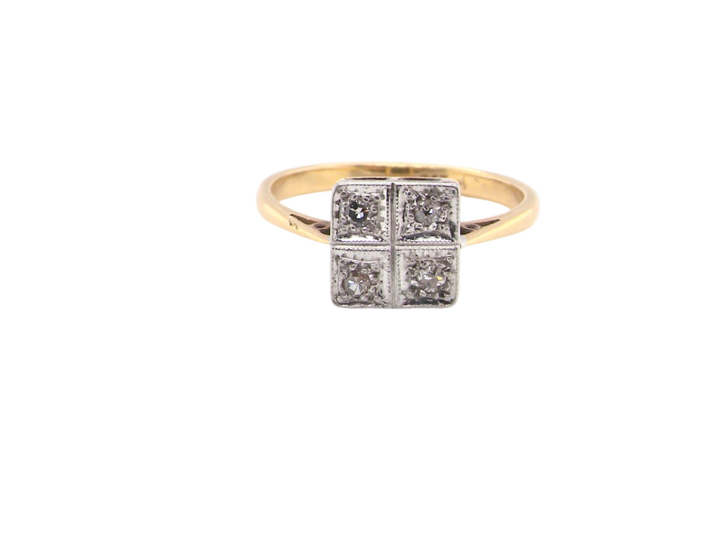 A vintage square cluster diamond ring