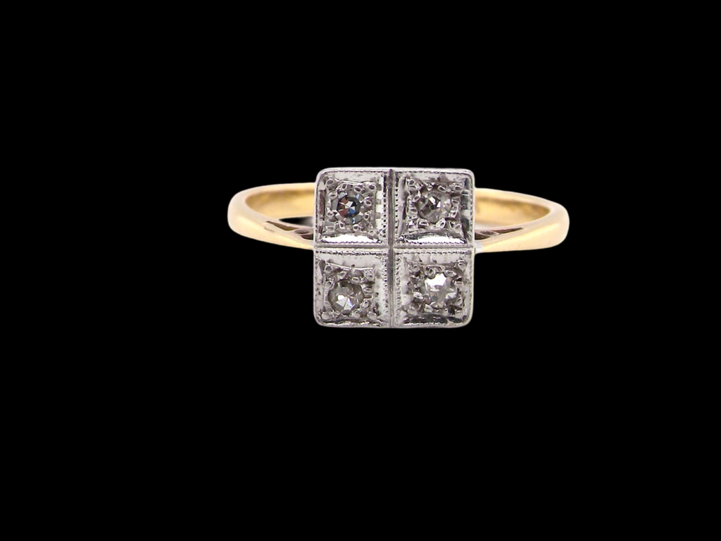 vintage square cluster diamond ring