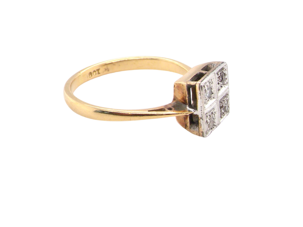 side view vintage square cluster diamond ring