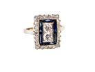 A fine Art Deco sapphire and diamond cluster ringA fine Art Deco sapphire and diamond cluster ring