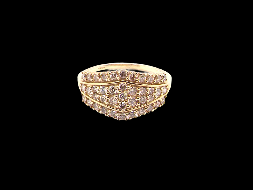 9 carat gold multi cluster diamond ring