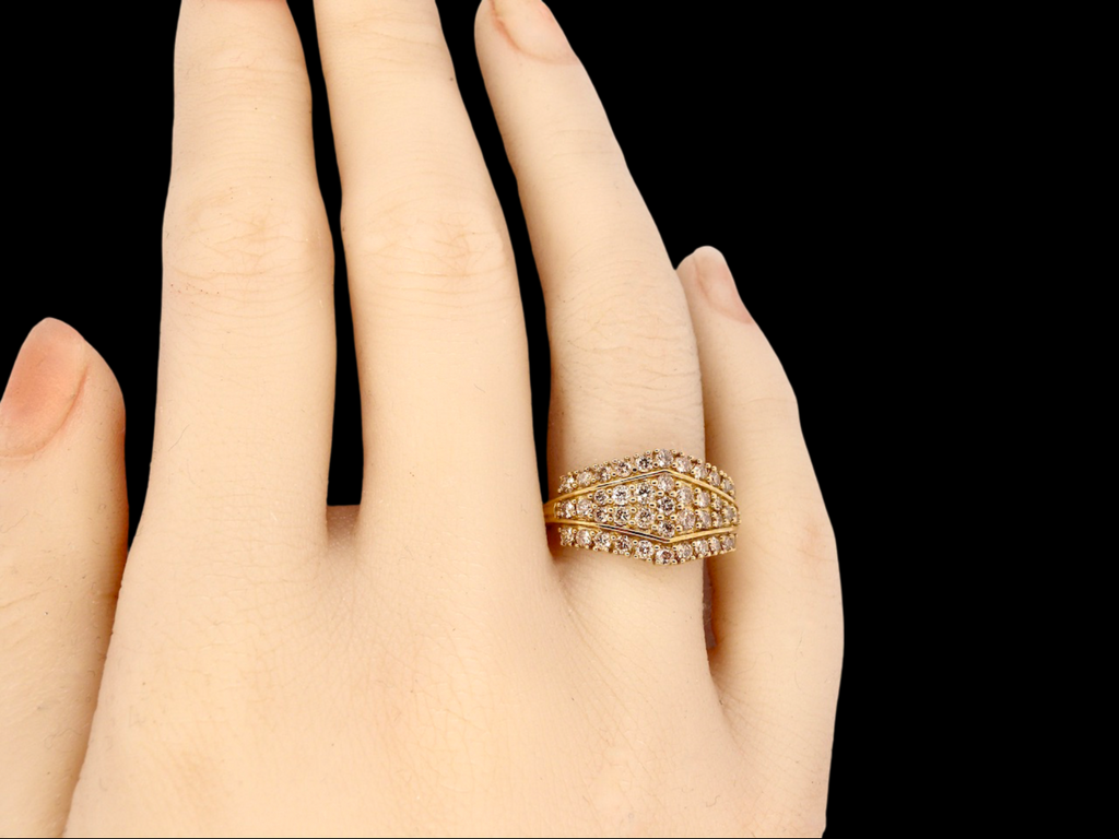 A multi cluster diamond ring on a finger