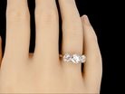 on finger view 3 stone diamond ring 1.7 carats