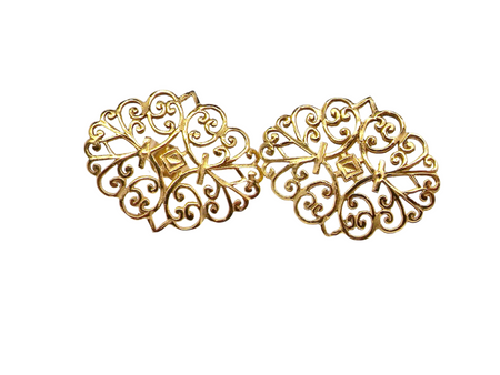 A pair of gold filagree pierced earrings