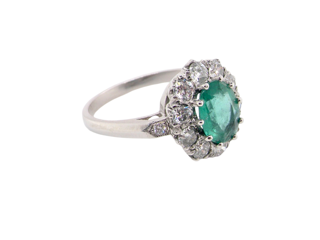 Emerald and Diamond Cluster Ring