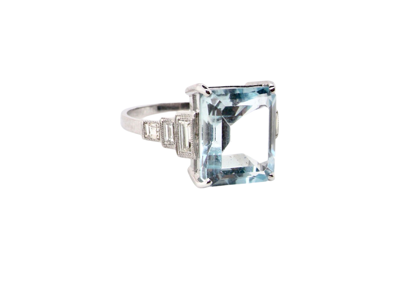 Aquamarine and Diamond Ring