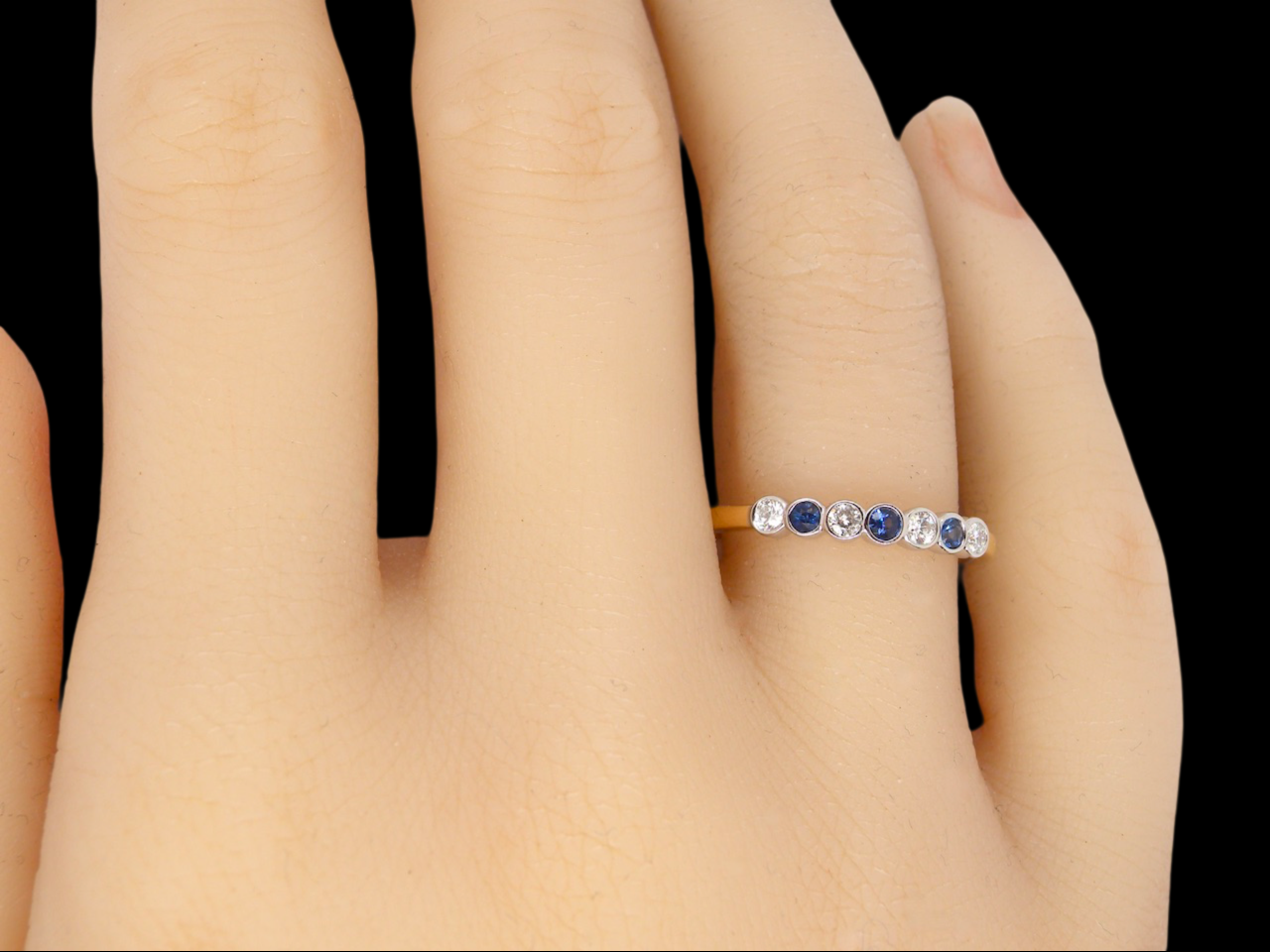 gold Sapphire and Diamond Eternity Ring