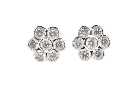 A pair of Diamond Cluster Earrings