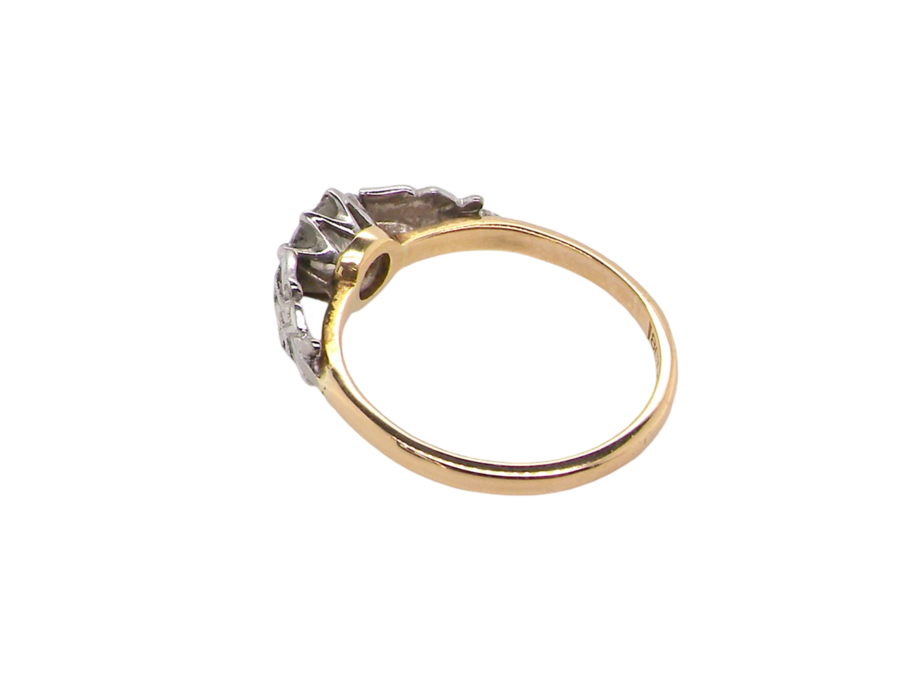 A vintage Solitaire Diamond Ring side view