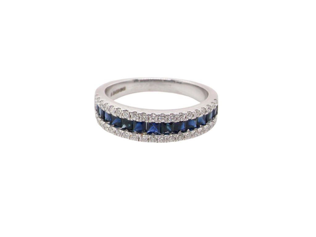 A white gold sapphire and diamond eternity ring