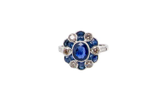 A fine Sapphire and Diamond Cluster Ring