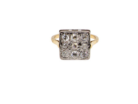 A plaque style Art Deco diamond ring