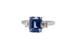 A  three stone Sapphire and Diamond Ring