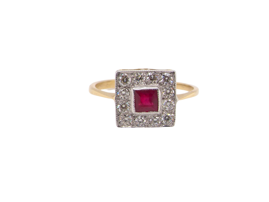A vintage Ruby and Diamond Cluster Ring