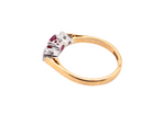 A Three Stone Ruby and Diamond Ring side view