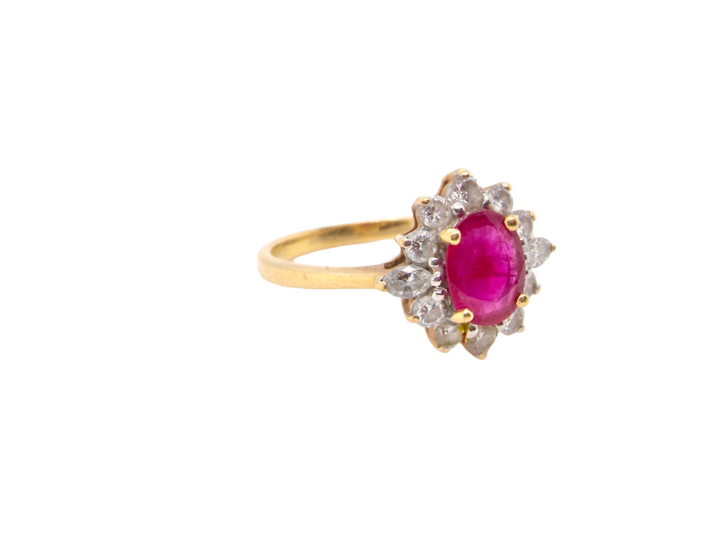  Ruby and Diamond Cluster Ring