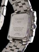 chronograph Tissot wrist watch rear view