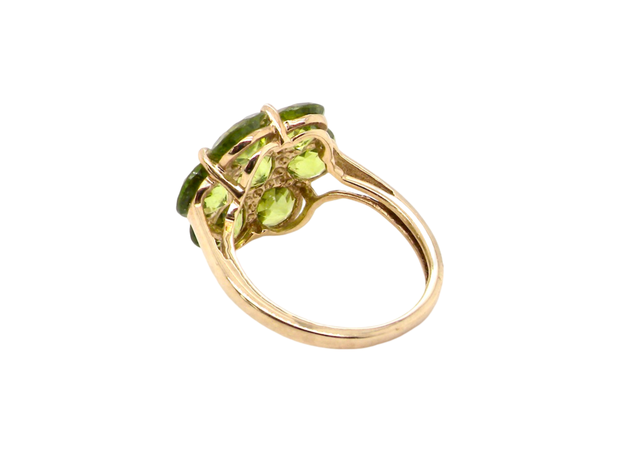 A Peridot dress ring rear view