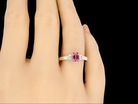 A Pink Sapphire and Diamond Ring finger view