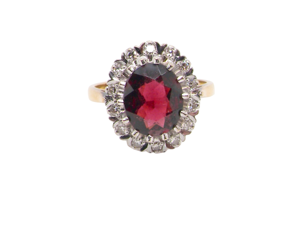 A Garnet and Diamond Cluster Ring