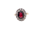 Garnet and Diamond Cluster Ring