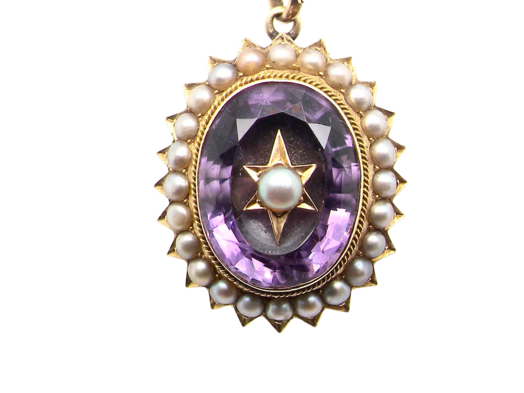 Victorian  Amethyst and Pearl pendant