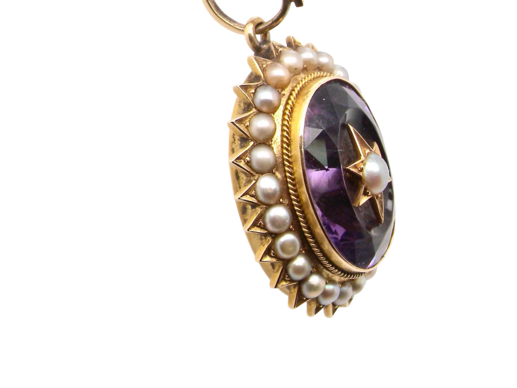 antique Amethyst and Pearl pendant