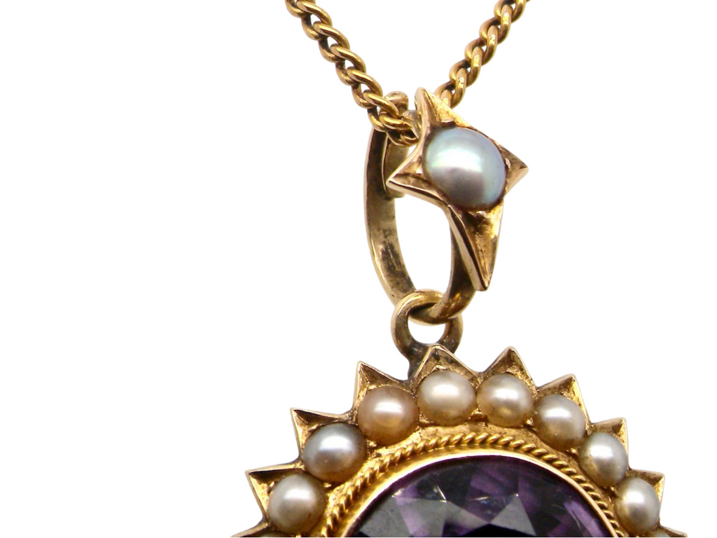 Amethyst and Pearl pendant