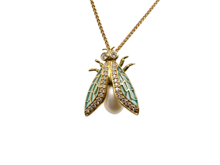 An insect pearl and diamond pendant