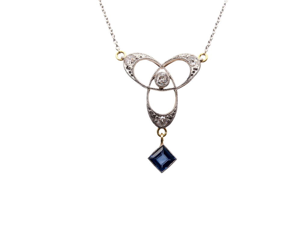 An Edwardian Sapphire and Diamond Pendant