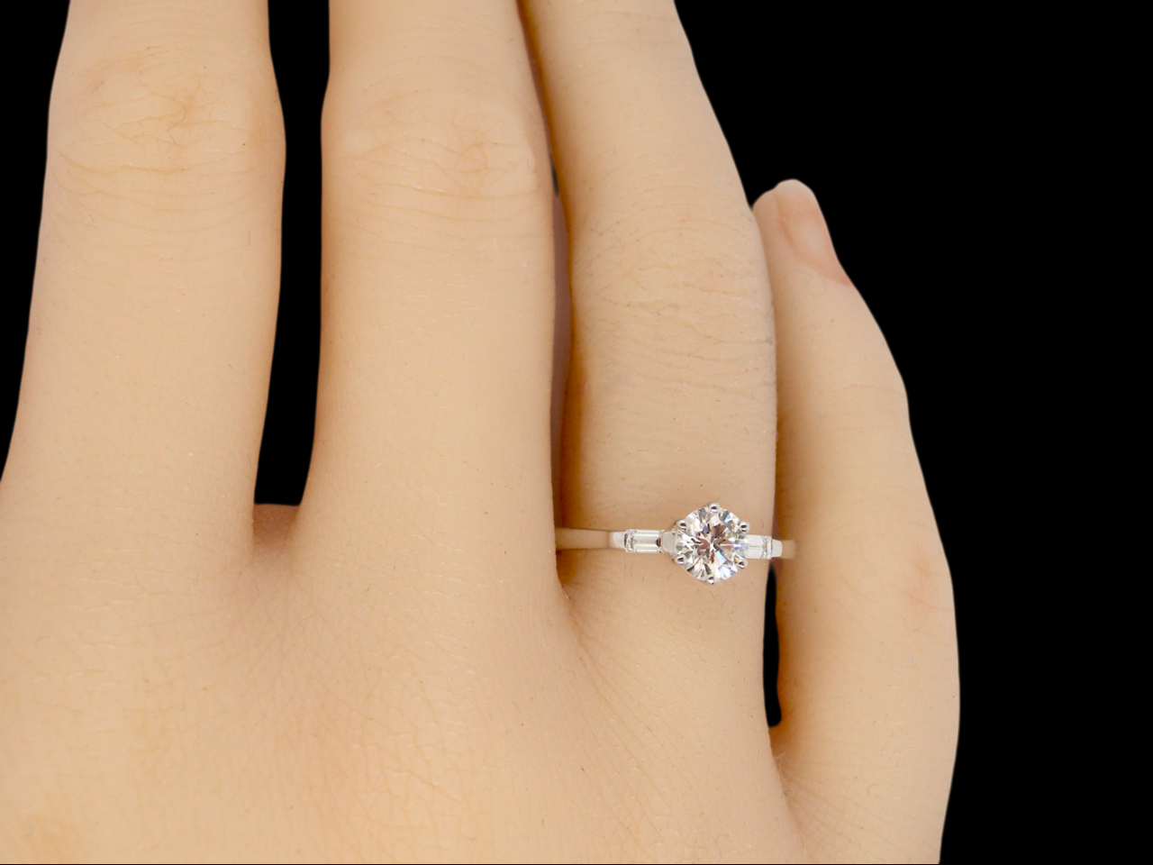 A fine Diamond Solitaire Ring finger view