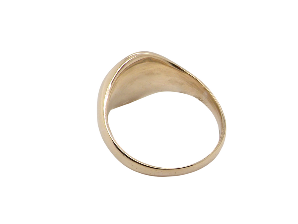 A man's plain signet ring rear view