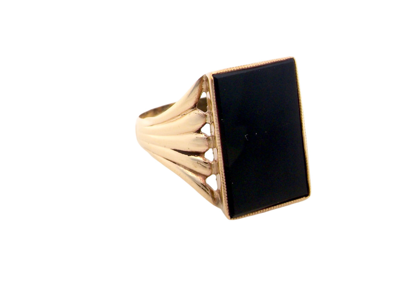 A black onyx dress ring