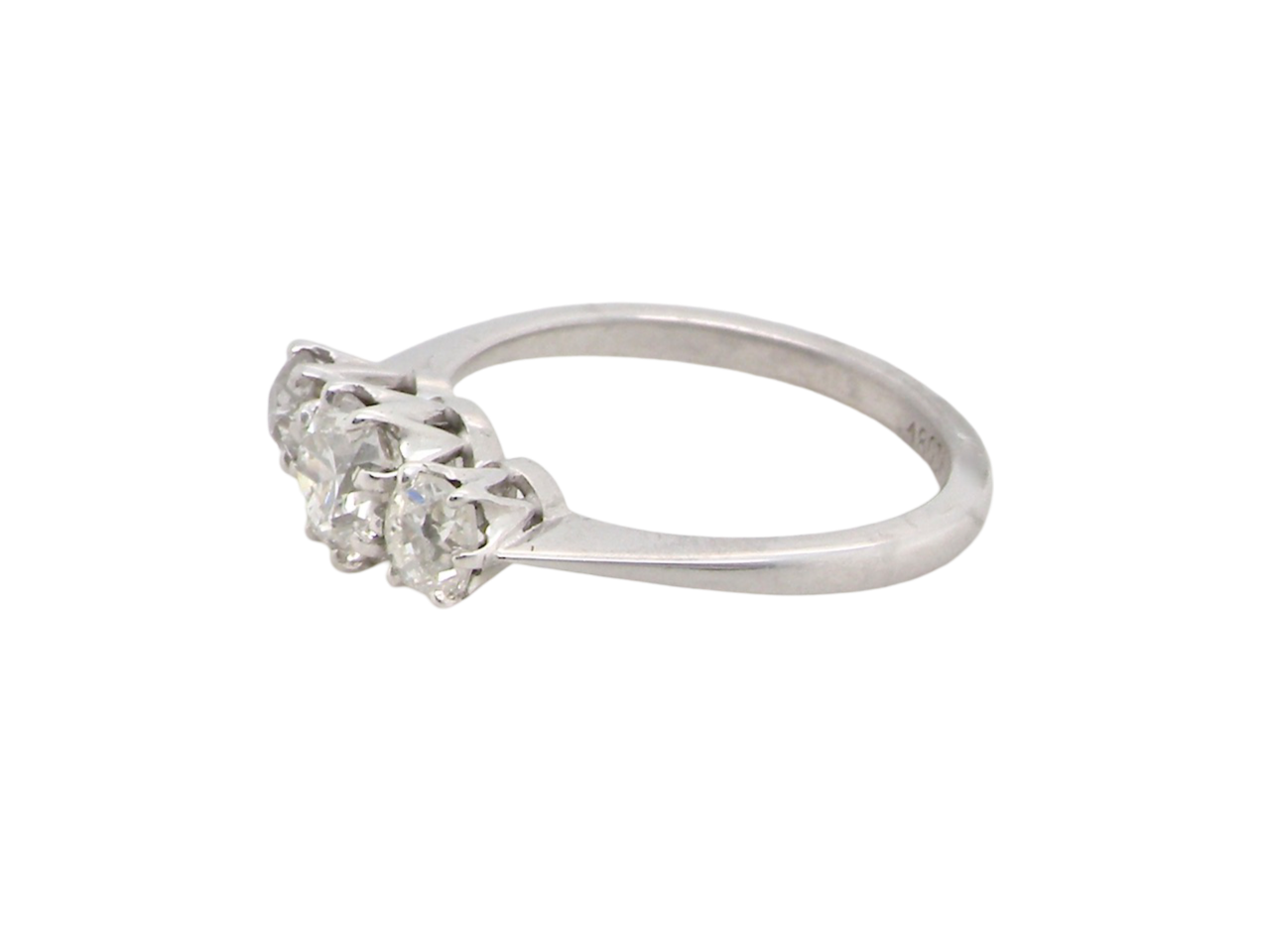 A three stone Diamond Ring side view