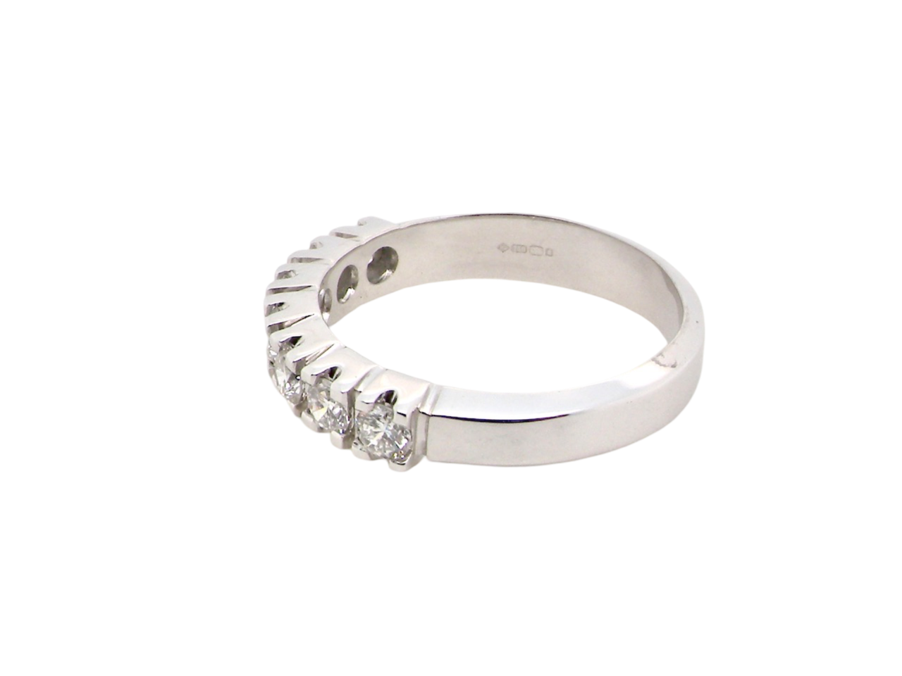 A white gold Diamond Eternity Ring side view