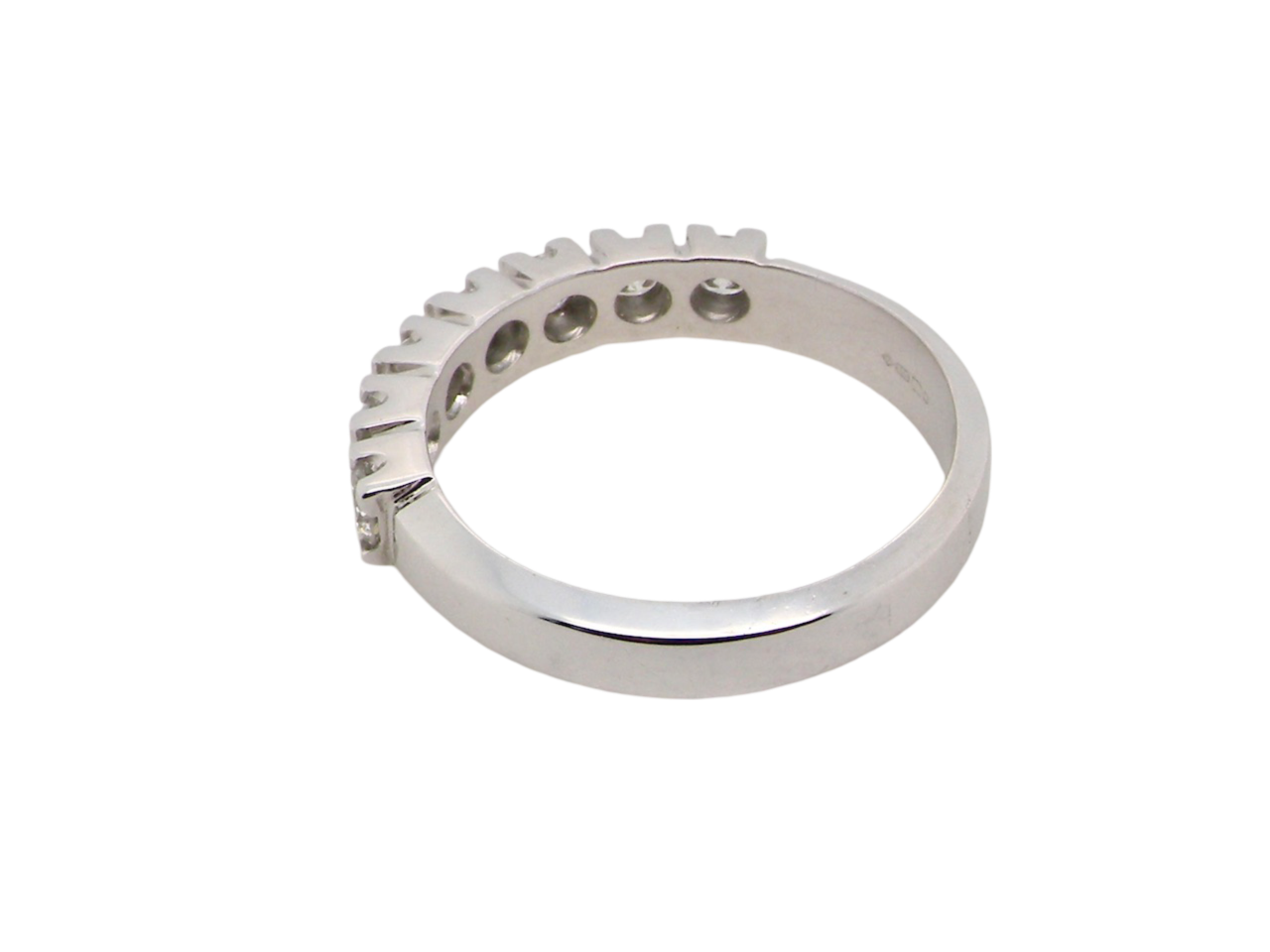 A white gold Diamond Eternity Ring rear view