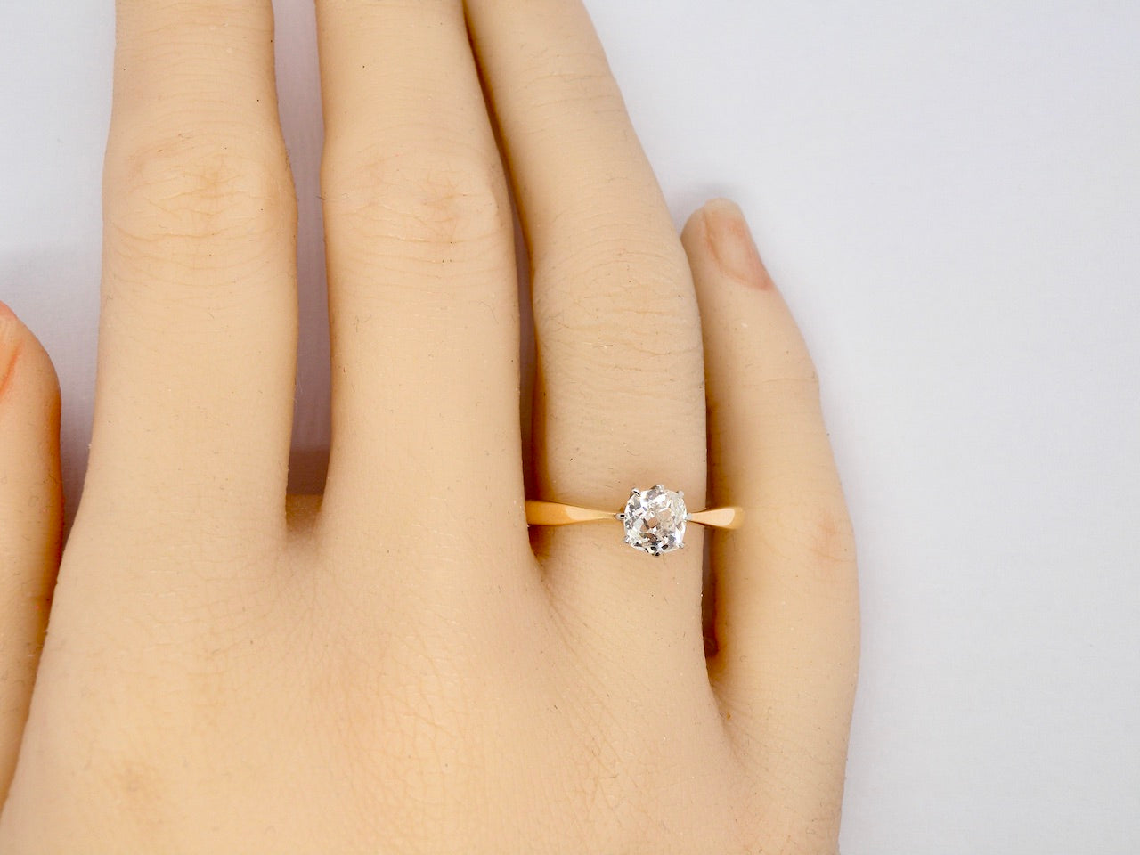 A solitaire Diamond Ring finger view