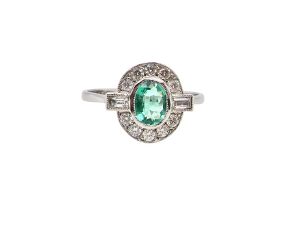 An Emerald and Diamond Cluster Ring