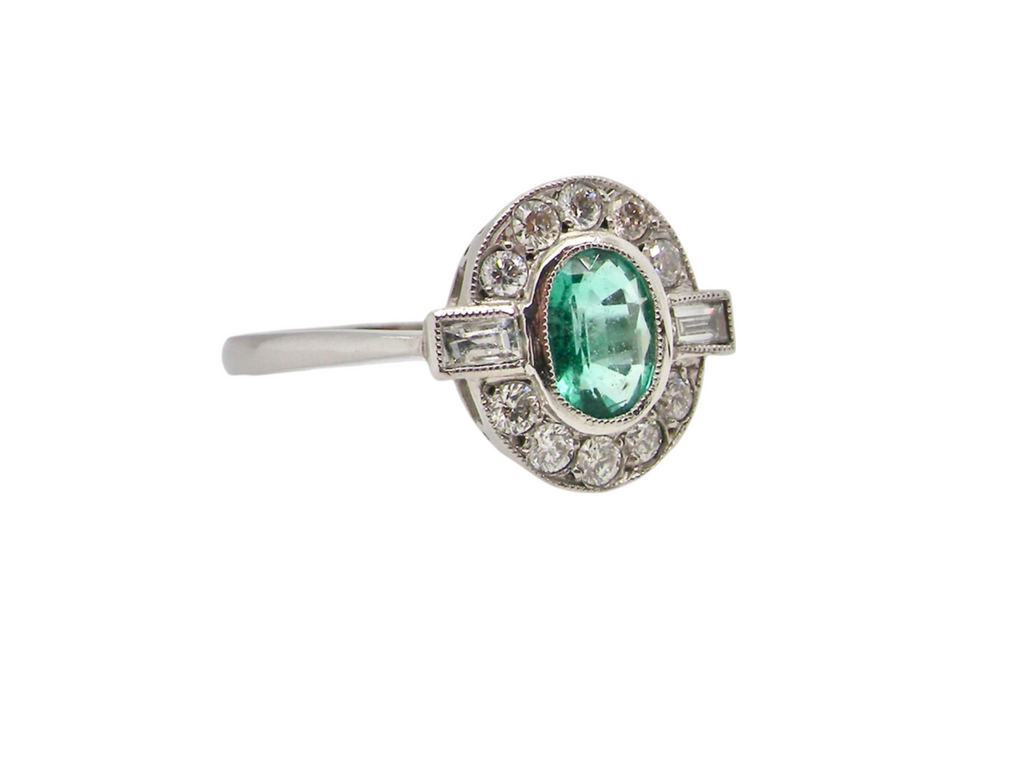 Emerald and Diamond Cluster Ring