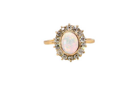 A fine vintage Opal and Diamond cluster ring